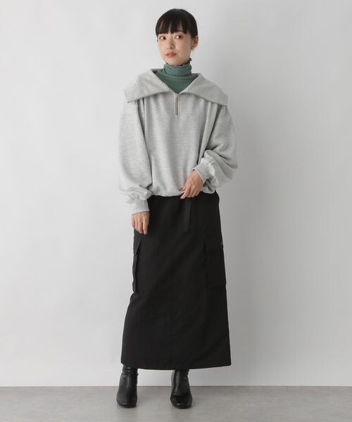 LOWRYS FARM（ローリーズファーム）の「ハイＺＩＰドロストプルオーバー（トップス・レディース・アイボリー08/グレー12/チャコールグレー18/ブルー85・F）」の8枚目の写真