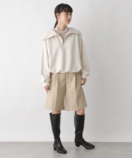 LOWRYS FARM（ローリーズファーム）の「ハイＺＩＰドロストプルオーバー（トップス・レディース・アイボリー08/グレー12/チャコールグレー18/ブルー85・F）」の6枚目の写真