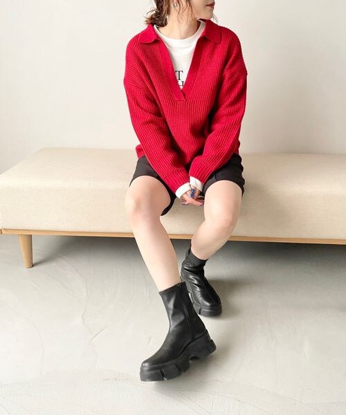 LOWRYS FARM（ローリーズファーム）の「エリツキスキッパープルオーバー（トップス・レディース・アイボリー08/ブラック09/レッド35/オレンジ45/グリーン78・フリーサイズ）」の14枚目の写真