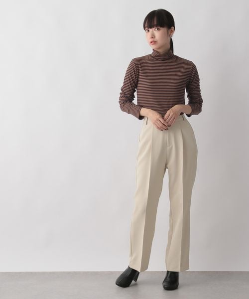 LOWRYS FARM（ローリーズファーム）の「ボーダータートル（トップス・レディース・オフホワイト05/ブラウン58/グリーン75・F）」の5枚目の写真