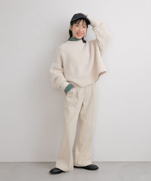 LOWRYS FARM(ローリーズファーム)の「低身長企画/タックワイドパンツ(パンツ・レディース・アイボリー08/ブラック09/ピンク25・XS/S)」の6枚目の写真