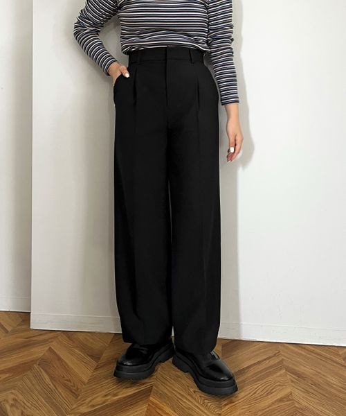 LOWRYS FARM（ローリーズファーム）の「ＴＲタックワイドパンツ（パンツ・レディース・ブラック09/グレー15・S/F）」の6枚目の写真