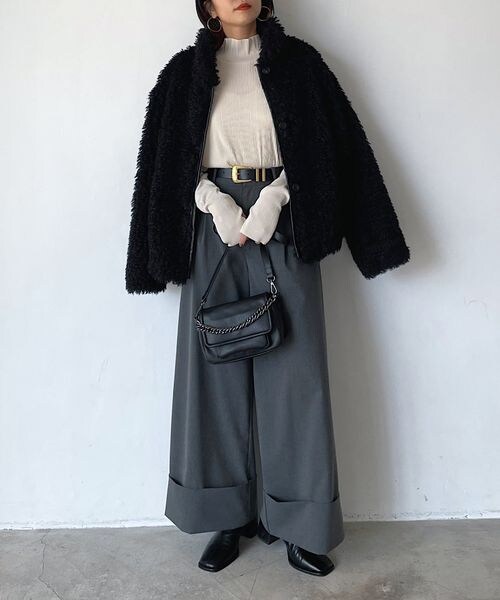 PAGEBOY（ページボーイ）の「カーリーボアブルゾン（ジャケット/アウター・レディース・オフホワイト05/ブラック09/チャコール18・F）」の15枚目の写真