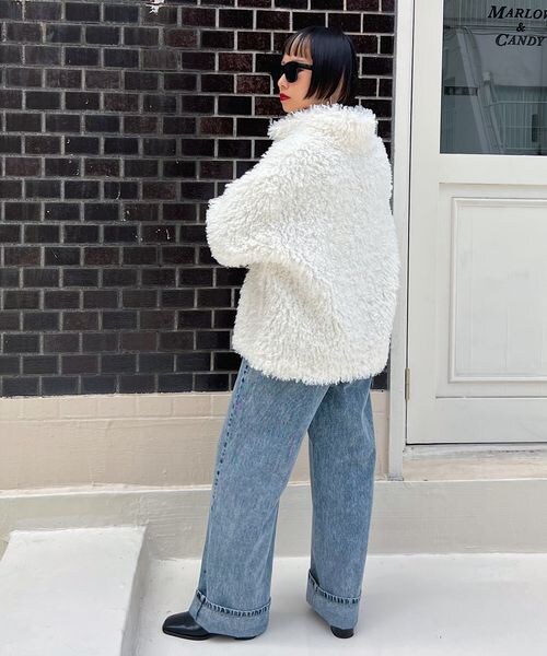 PAGEBOY（ページボーイ）の「カーリーボアブルゾン（ジャケット/アウター・レディース・オフホワイト05/ブラック09/チャコール18・F）」の8枚目の写真