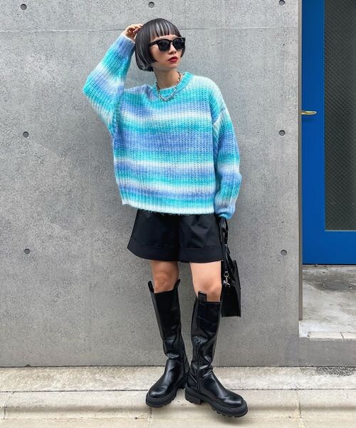 PAGEBOY（ページボーイ）の「グラデーションクルーニット（トップス・レディース・モノトーン10/グリーン系70/ブルー系80・F）」の17枚目の写真