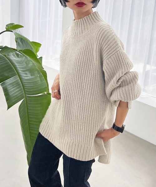 PAGEBOY（ページボーイ）の「アゼスリットタートルニット（トップス・レディース・オフホワイト05/ブラック09/オレンジ45/ベージュ55/ペールブルー89・F）」の21枚目の写真