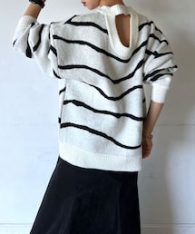 PAGEBOY | バックオープンマーブル柄ニット(トップス)