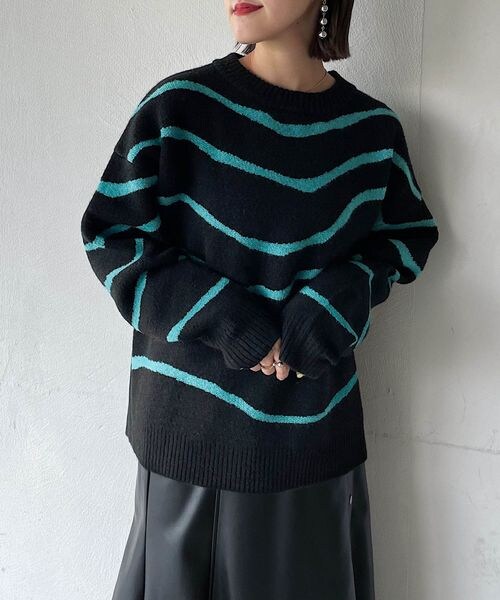 PAGEBOY（ページボーイ）の「バックオープンマーブル柄ニット（トップス・レディース・オフホワイト05/ブラック09/パープル95・F）」の13枚目の写真