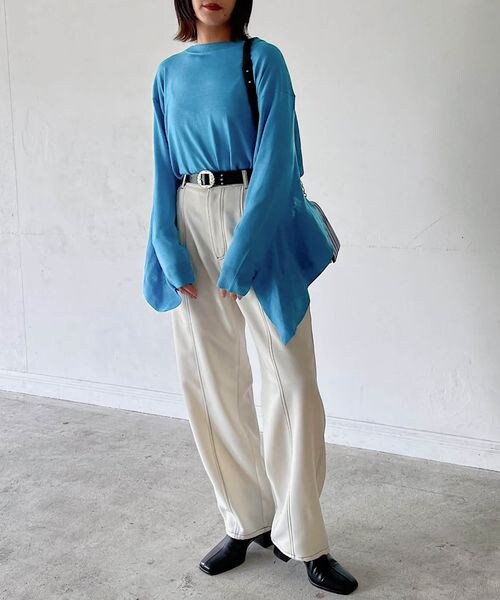 PAGEBOY（ページボーイ）の「シアーフレアニット（トップス・レディース・オフホワイト05/ブラック09/ピーコック84・F）」の16枚目の写真