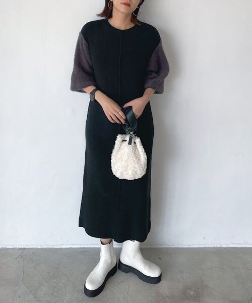 PAGEBOY（ページボーイ）の「シャギースリーブニットワンピース（ワンピース/ドレス・レディース・オフホワイト05/ブラック09・F）」の5枚目の写真