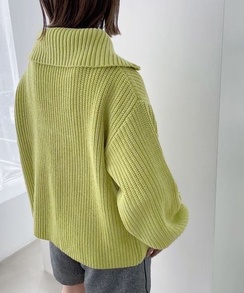 PAGEBOY（ページボーイ）の「ハーフZIPミドルニット（トップス・レディース・ホワイト×ブラック01/ブラック09/バター62/MIXブルー89・F）」の15枚目の写真