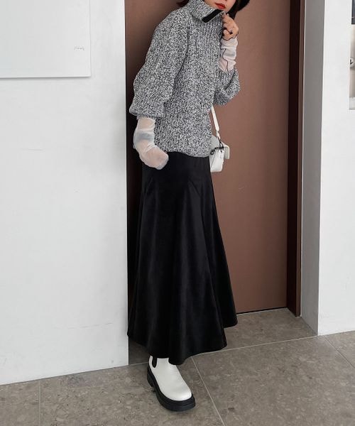 PAGEBOY（ページボーイ）の「ハーフZIPミドルニット（トップス・レディース・ホワイト×ブラック01/ブラック09/バター62/MIXブルー89・F）」の8枚目の写真