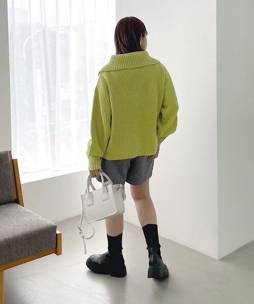 PAGEBOY（ページボーイ）の「ハーフZIPミドルニット（トップス・レディース・ホワイト×ブラック01/ブラック09/バター62/MIXブルー89・F）」の17枚目の写真