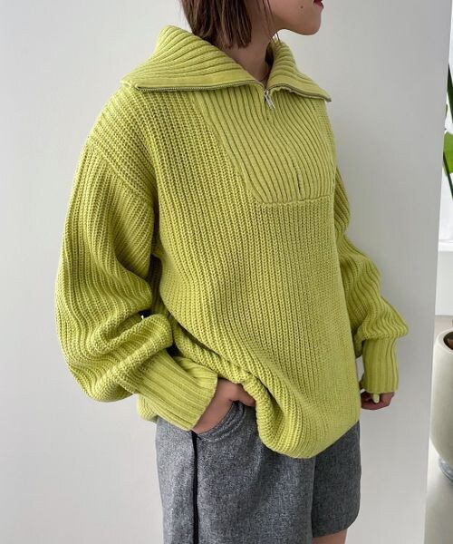 PAGEBOY（ページボーイ）の「ハーフZIPミドルニット（トップス・レディース・ホワイト×ブラック01/ブラック09/バター62/MIXブルー89・F）」の3枚目の写真