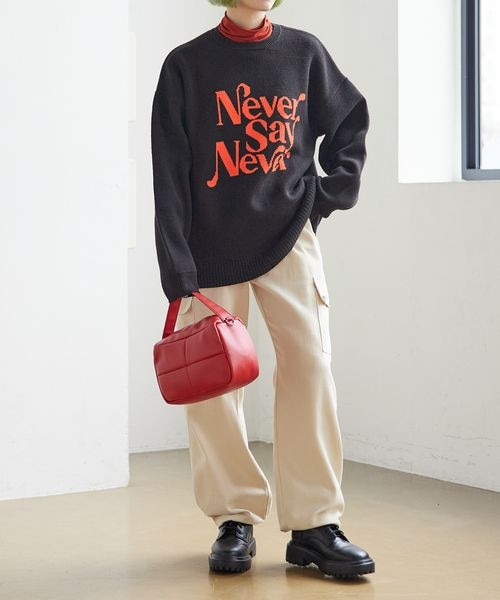 PAGEBOY（ページボーイ）の「ジャガードロゴニット（トップス・レディース・ブラック09/クリーム52/グリーン75/パープル95・FREE）」の6枚目の写真