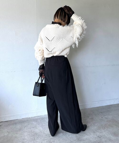 PAGEBOY（ページボーイ）の「フリンジショートカーディガン（トップス・レディース・オフホワイト05/ブラック09/チェリー35・F）」の8枚目の写真