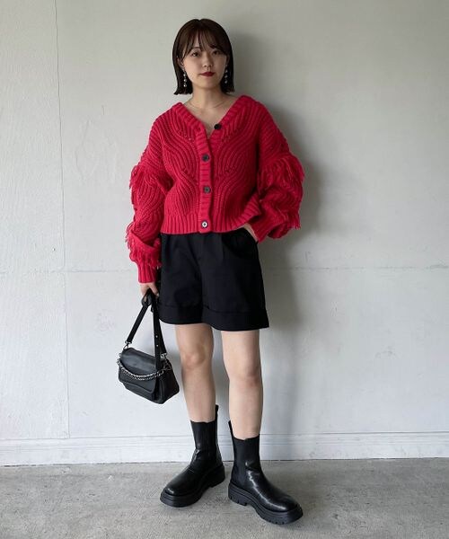 PAGEBOY（ページボーイ）の「フリンジショートカーディガン（トップス・レディース・オフホワイト05/ブラック09/チェリー35・F）」の20枚目の写真