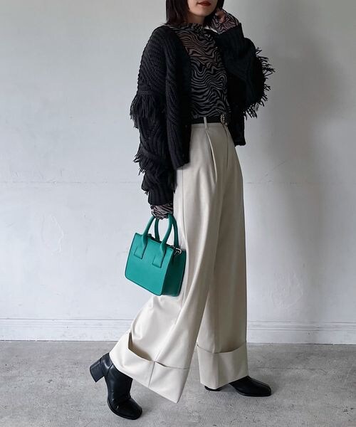 PAGEBOY（ページボーイ）の「フリンジショートカーディガン（トップス・レディース・オフホワイト05/ブラック09/チェリー35・F）」の15枚目の写真