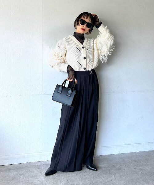 PAGEBOY（ページボーイ）の「フリンジショートカーディガン（トップス・レディース・オフホワイト05/ブラック09/チェリー35・F）」の10枚目の写真