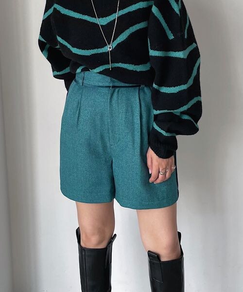 PAGEBOY（ページボーイ）の「ツイードショートパンツ（パンツ・レディース・ブラック09/ターコイズ76・F）」の2枚目の写真