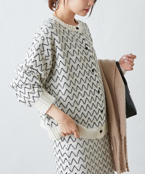 PUAL CE CIN（ピュアルセシン）の「ニットジャガード2WAYカーディガン（カーディガン/ボレロ・レディース・アイボリー/その他1/その他2・FREE）」の2枚目の写真
