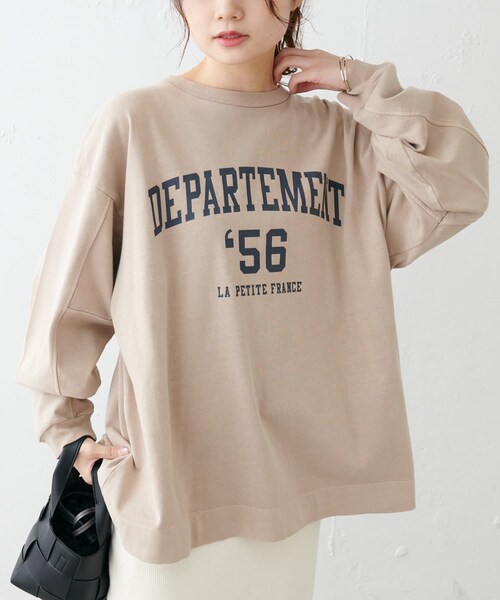 PUAL CE CIN（ピュアルセシン）の「ロゴプリントプレーティングプルオーバー（Tシャツ/カットソー・レディース・グレイッシュベージュ/ベージュ/チャコールグレー・FREE）」の2枚目の写真