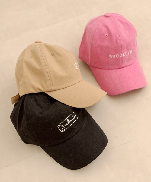 OLIVE des OLIVE（オリーブデオリーブ）の「ロゴ刺繍入りキャップ3（キャップ・レディース・ベージュ/ピンク/ブラック・FREE）」の3枚目の写真