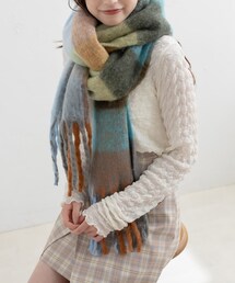 OLIVE des OLIVE | 【WEB限定】チェック柄ブークレマフラー(ストール/ショール)