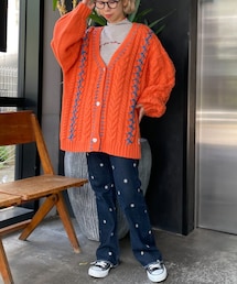 CIAOPANIC | 【HELLO.SANFRANCISCO】ケーブル配色ハートボタンカーデ(カーディガン/ボレロ)