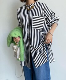 DouDou | スタンドストライプシャツ(シャツ/ブラウス)
