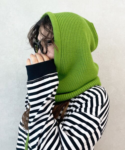 Lattice（Lattice）の「リブニットバラクラバ（マフラー・レディース・ネイビー/アイボリー/ライトグリーン/ブラック・0）」の2枚目の写真