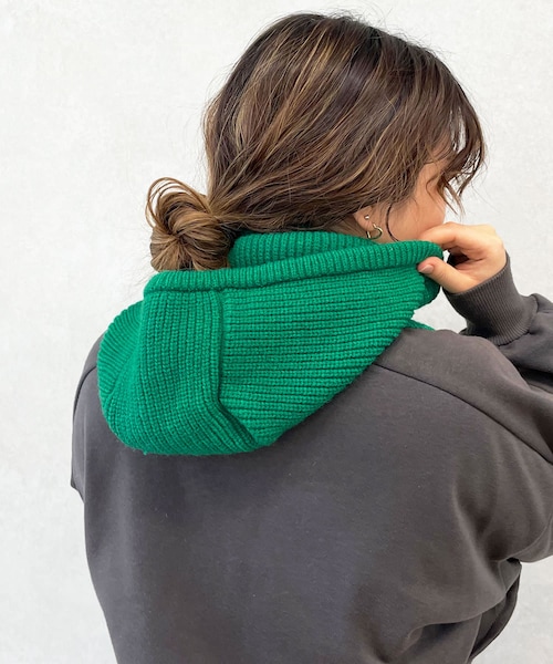 Lattice（Lattice）の「スナップ付きバラクラバ（マフラー・レディース・アイボリー/ブラック/グリーン/ベージュ/ピンク/ブルー・0）」の2枚目の写真