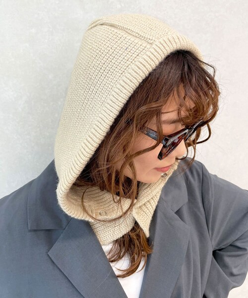 Lattice（Lattice）の「スナップ付きバラクラバ（マフラー・レディース・アイボリー/ブラック/グリーン/ベージュ/ピンク/ブルー・0）」の3枚目の写真