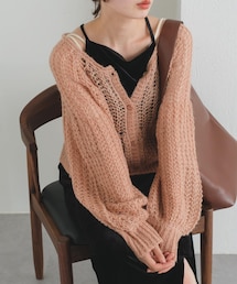 Kastane | 【カタログ掲載アイテム】モヘア2wayメッシュショートニット(カーディガン/ボレロ)