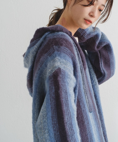 Kastane(カスタネ)の「【カタログ掲載アイテム】ニットメキシカンパーカー(パーカー・レディース・ベージュ/ブルー・F)」の1枚目の写真