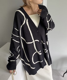 CAPRICIEUX LE'MAGE | 【22awカタログ掲載商品】ラインジャガードカーディガン(カーディガン/ボレロ)