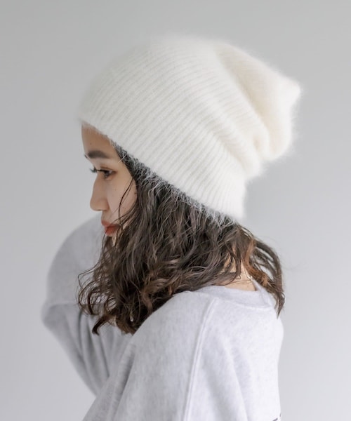 mystic（ミスティック）の「アンゴラ混ニット帽（ハット・レディース・オフホワイト/チャコールグレー/ブラック・F）」の2枚目の写真