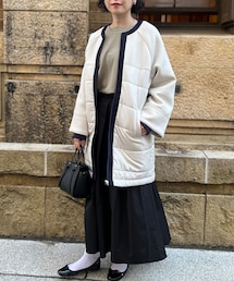 Chez toi | ウォッシャブル中綿×ダンボールノーカラーコート(その他アウター)