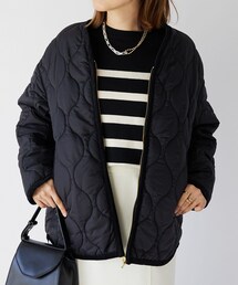 RIVE DROITE（リヴドロワ）の「【大人のこなれ感が叶う】エンジョイショッピングキルトミドルコート（ノーカラージャケット）」