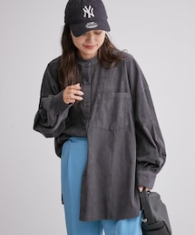 CIAOPANIC TYPY（チャオパニックティピー）の「コーデュロイボリュームスリーブバンドカラーシャツ（シャツ/ブラウス・レディース）」