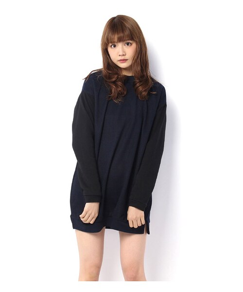 PAGEBOY（ページボーイ）の「袖切り替えバックジップミニワンピース（ワンピース/ドレス・レディース・グレー系/グリーン系/ネイビー系）」の3枚目の写真