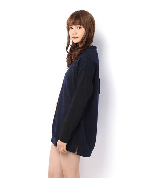 PAGEBOY（ページボーイ）の「袖切り替えバックジップミニワンピース（ワンピース/ドレス・レディース・グレー系/グリーン系/ネイビー系）」の6枚目の写真