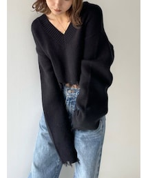 EMODA | ワイドクロップドVニット(ニット/セーター)