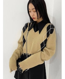 EMODA | ワイドクロップドVニット(ニット/セーター)