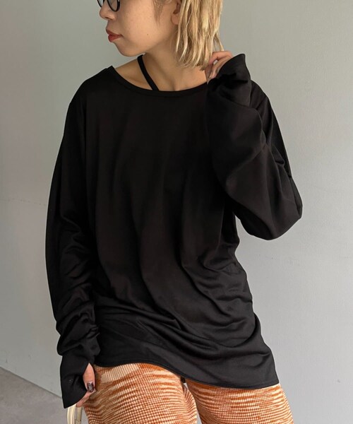 CIAOPANIC(チャオパニック)の「アシメデザインTEE(Tシャツ/カットソー・レディース・オフホワイト/グリーン/ブルー/ブラック・ONE)」の3枚目の写真