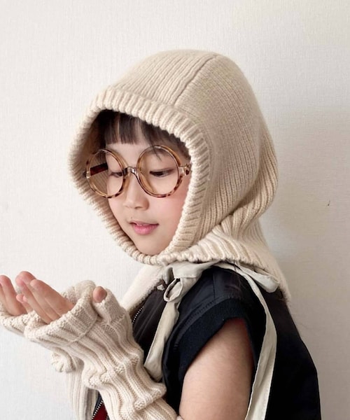 CIAOPANIC TYPY(チャオパニックティピー)の「【KIDS】ニットバラクラバ(ニットキャップ/ビーニー・キッズ・アイボリー/パープル/グレー・ONE)」の2枚目の写真