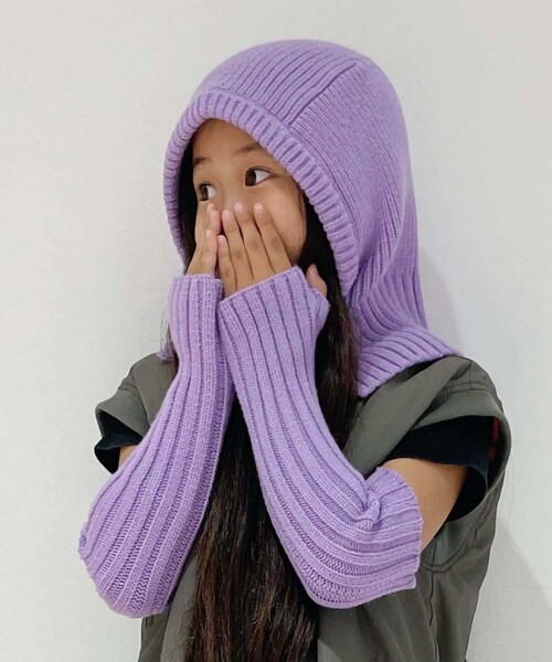 CIAOPANIC TYPY(チャオパニックティピー)の「【KIDS】ニットバラクラバ(ニットキャップ/ビーニー・キッズ・アイボリー/パープル/グレー・ONE)」の3枚目の写真