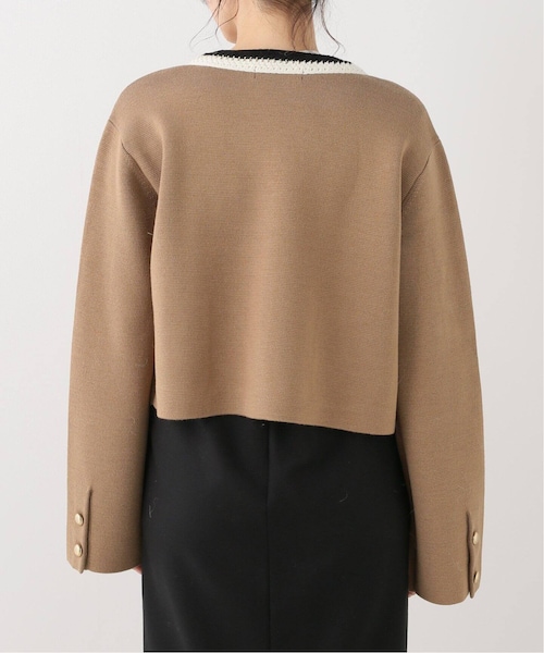 NOBLE 新品♡ 配色トリミングミラノリブショートジャケット