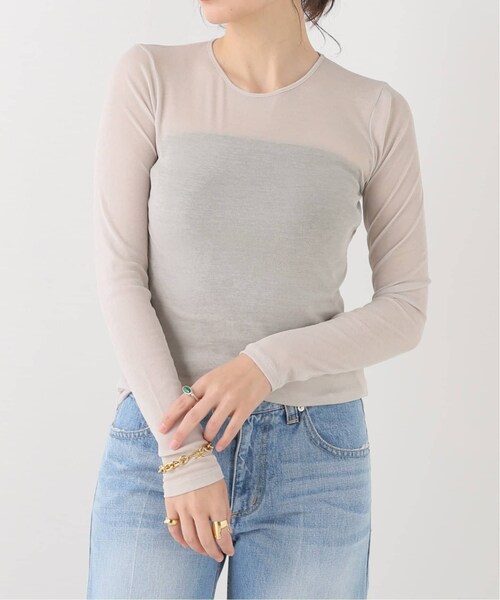 美品 Plage Rib Sheer ロンT ベージュ plage（プラージュ）の「Rib Sheer ロンT（Tシャツ/カットソー