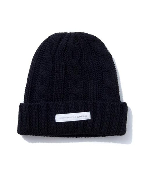 DEMARCOLAB（デマルコラブ）の「WOOL CABLE KNIT BEANIE（その他・メンズ・酒紅/黑/藍・UN）」の3枚目の写真